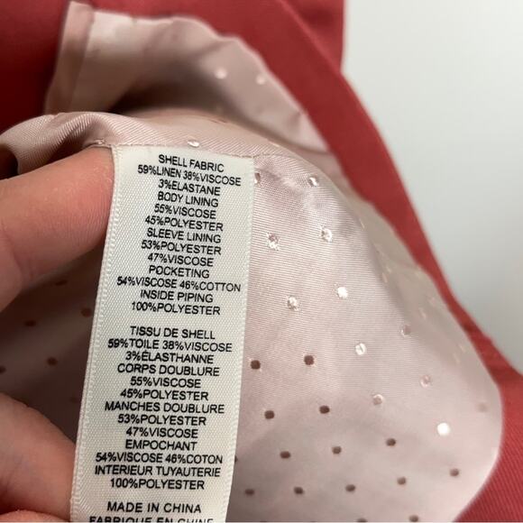 REBECCA TAYLOR Tailored Linen Suit Jacket Blazer Brick Red Orange {VV4} - Picture 5 of 8